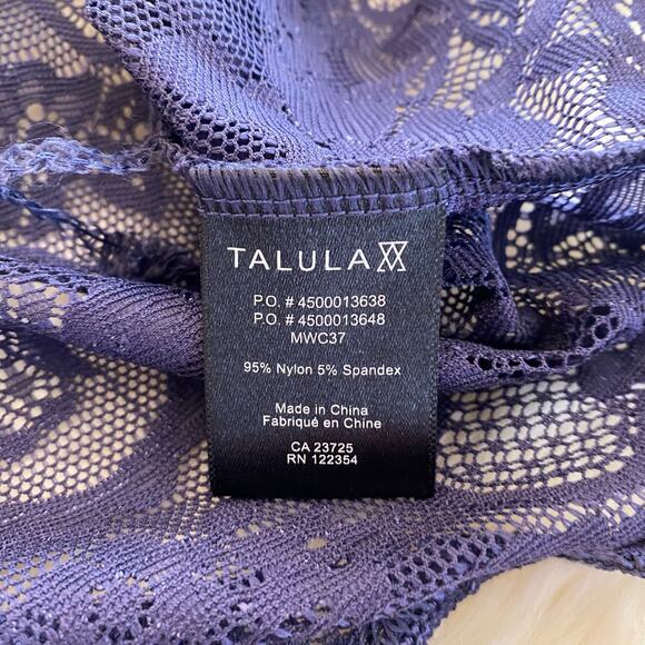 Aritzia Talula Sheer Floral Lace Tank Top Blue Medium - Picture 4 of 8